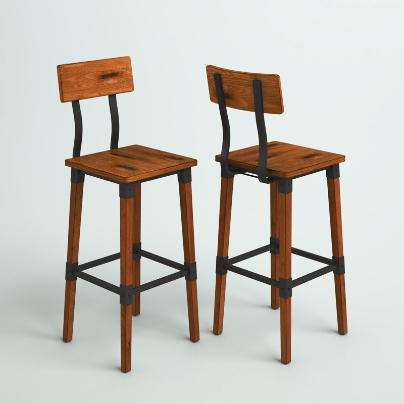 Rustic Antique Industrial Wood Dining Barstool